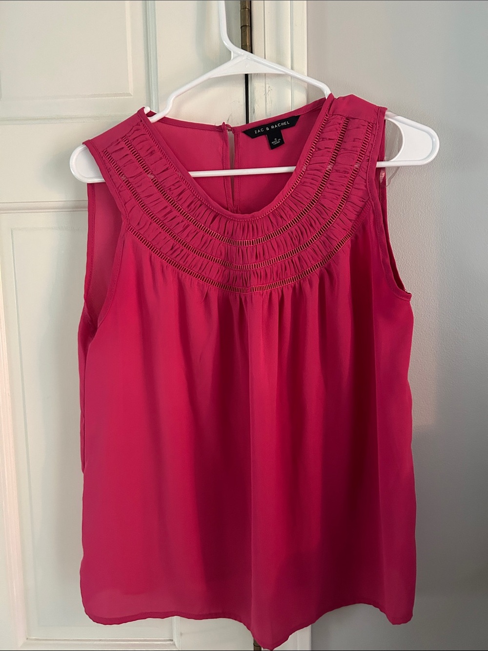 Zac & Rachel Hot Pink Embroidered Yoke Sleeveless Camisole with free bag